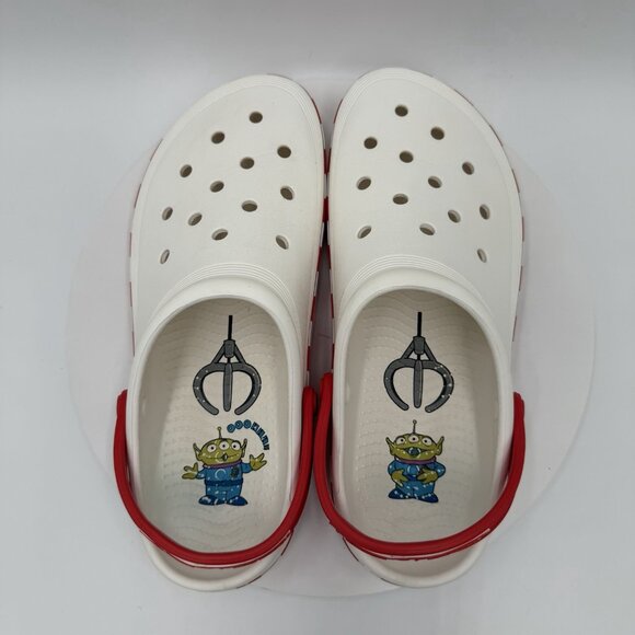 Disney Crocs Toy Story Pizza Planet White Red Checkered Slip On Size M10 W12 - Picture 6 of 8